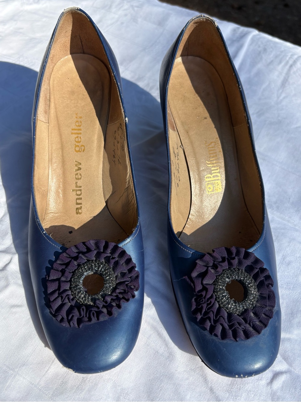 Andrew Geller Antique Navy Leather Heels